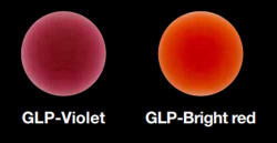 Tabulka odtieov - odtiene Lustre Paint gingivlne farby GLP Violet a GLP Bright Red 